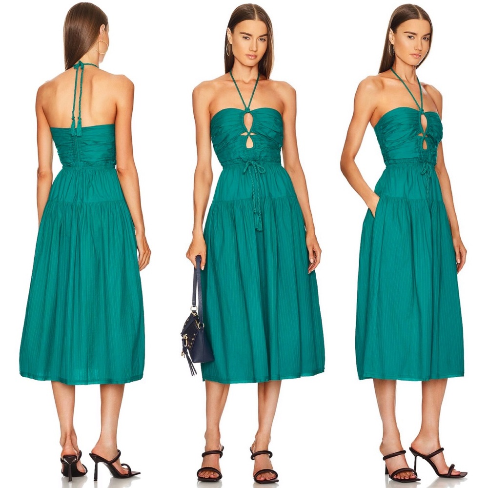 🌺🎉HP🎉🌺 NWT Ulla Johnson Emmaline Midi Dress Verdigris - Picture 13 of 16